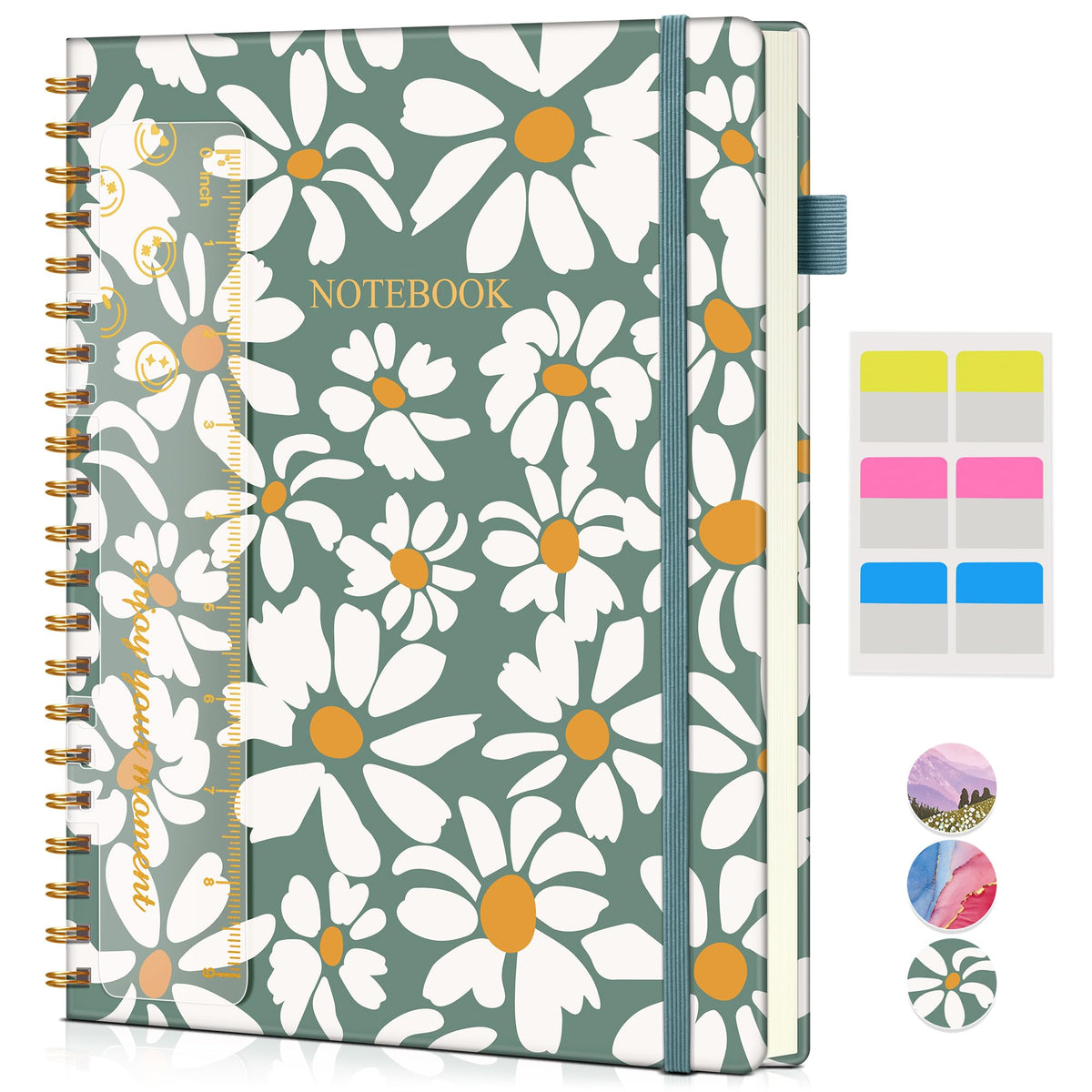 Blank Spiral Notebook Journal 8.5” x 11”, A4 Large Sketch Book for Women Men, 100 GSM Blank Paper Drawing Notebook, Hardcover Spiral Bound Sketchbook for Sketching Work School, Wildflower Mountainside