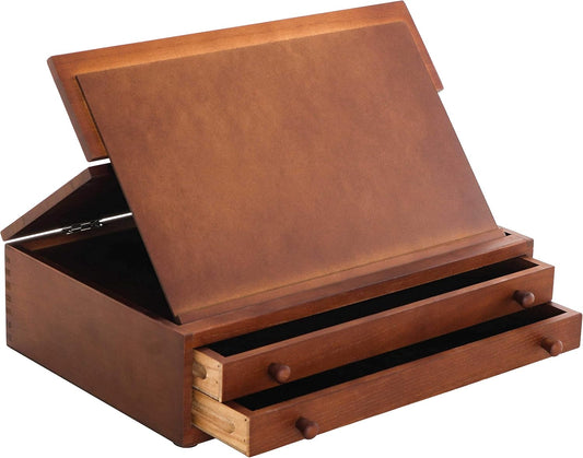 U.S. Art Supply 2-Drawer Artist Tool Supply Box with Locking Clasps