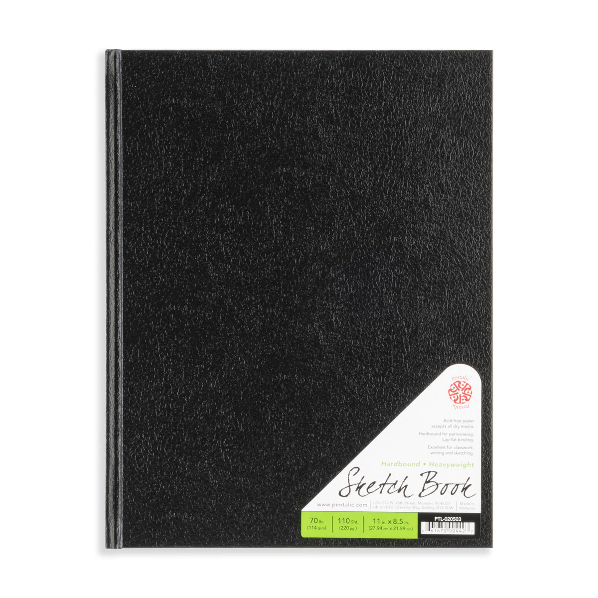 Pentalic - 8.5"x 11" Hardbound Sketchbook, 110 Sheets, Black