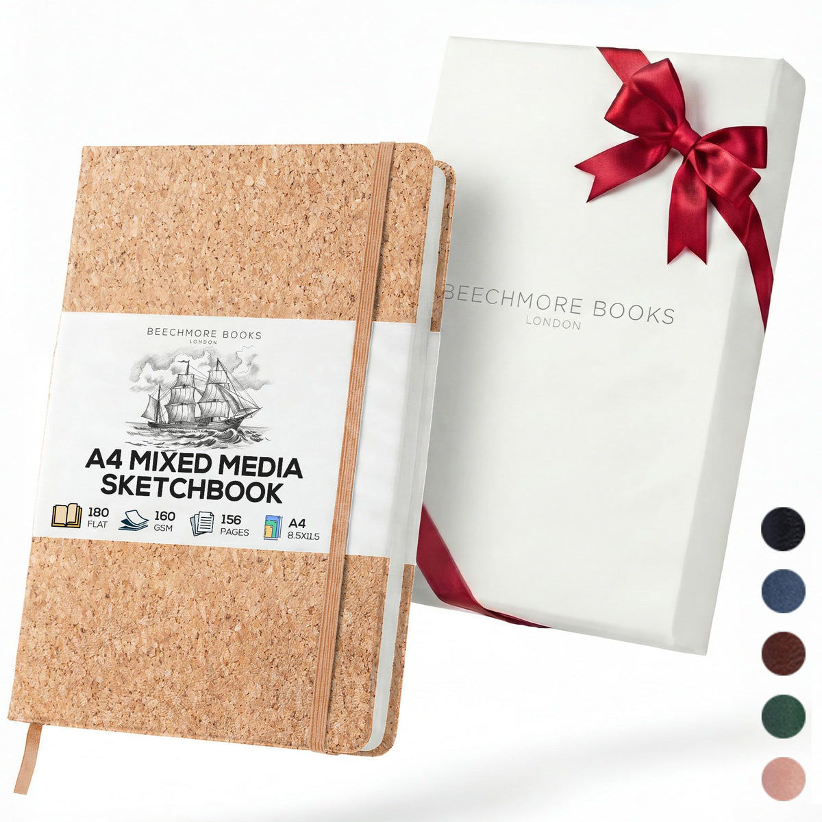 Beechmore Books A5 5.8x8.3 Mixed Media Sketchbook 160 GSM/98LB, Gift Box