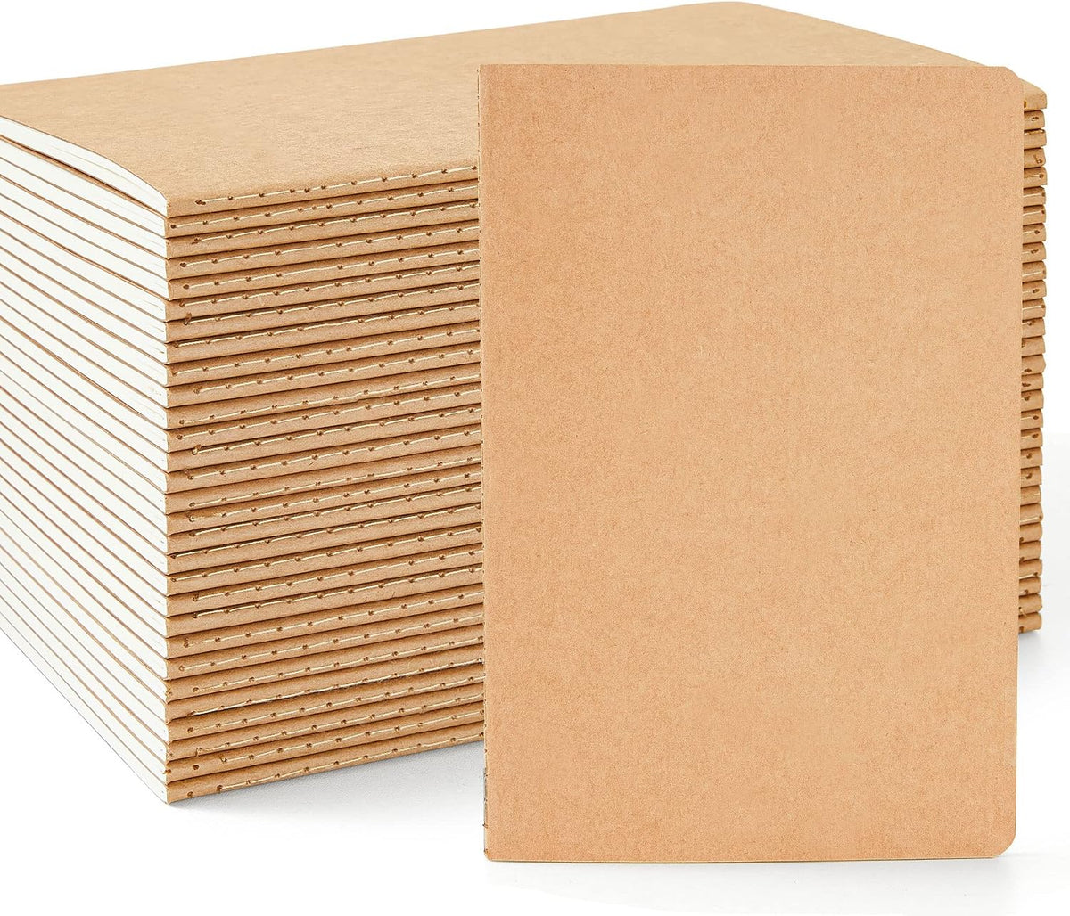 feela 30 Pack Blank Kraft Notebooks, Unlined Sketchbook Note Pad Travel Journal for Drawing Doodling Writing, Journal Bulk For Women Kids Students Office School Supplies, A5, 60 Pages, 8.3” X 5.5”