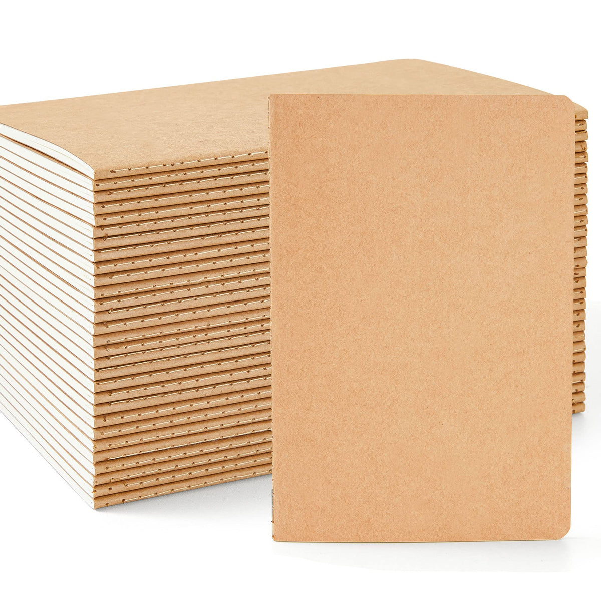 feela 30 Pack Blank Kraft Notebooks, Unlined Sketchbook Note Pad Travel Journal for Drawing Doodling Writing, Journal Bulk For Women Kids Students Office School Supplies, A5, 60 Pages, 8.3” X 5.5”