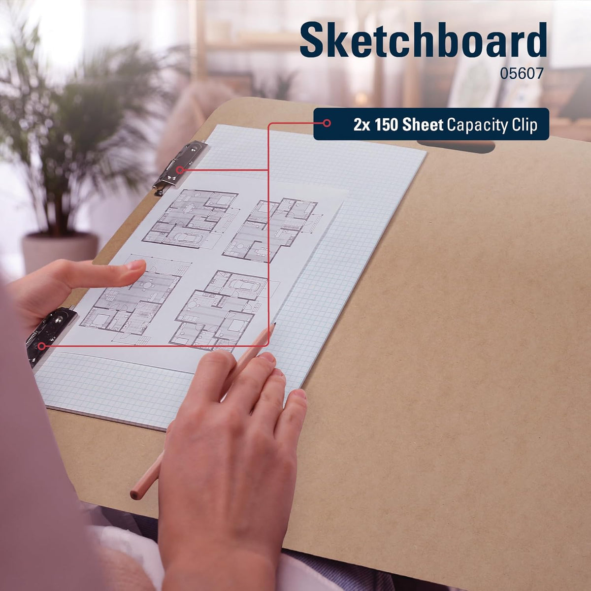 Saunders Sketchboard 23x26 Recycled Hardboard Drawing Board with Handle