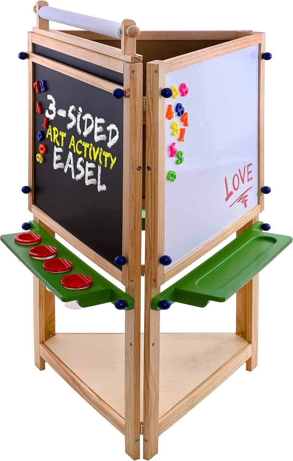 U.S. Art Supply Three Sided Art Station, Wooden Activity Easel
