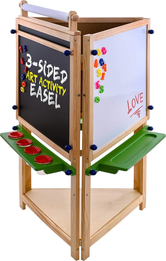 U.S. Art Supply Three Sided Art Station, Wooden Activity Easel