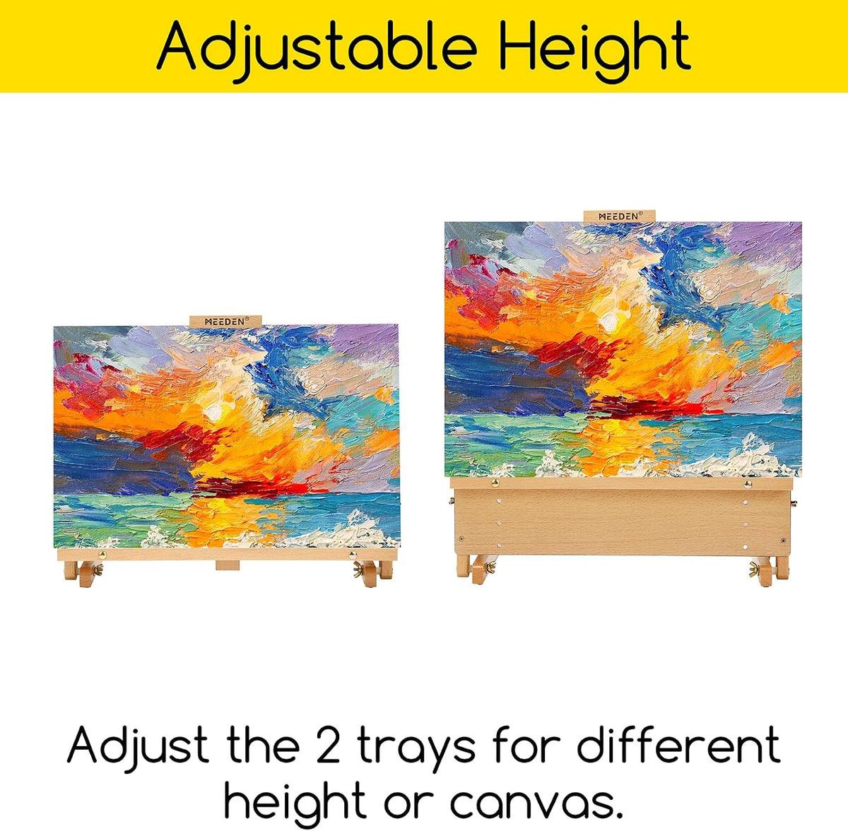 MEEDEN Large H-Frame Drawing Board Easel: Beech Wooden Tabletop Easel