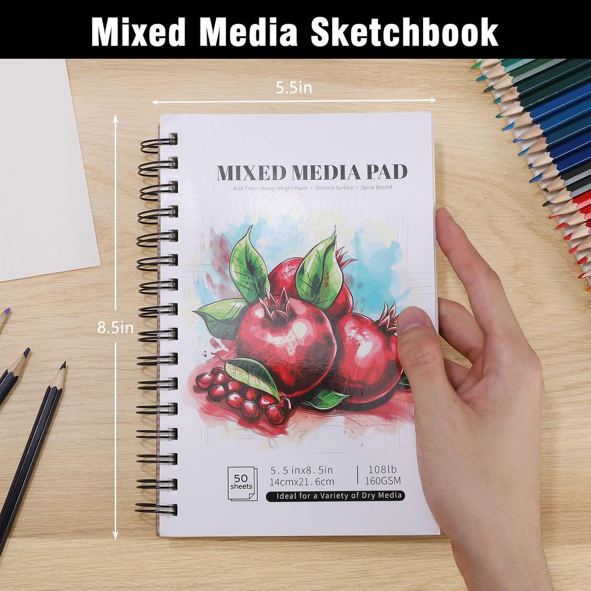 4 Pack Mixed Media Sketchbook 5.5×8.5In, Spiral Bound Sketch Pads