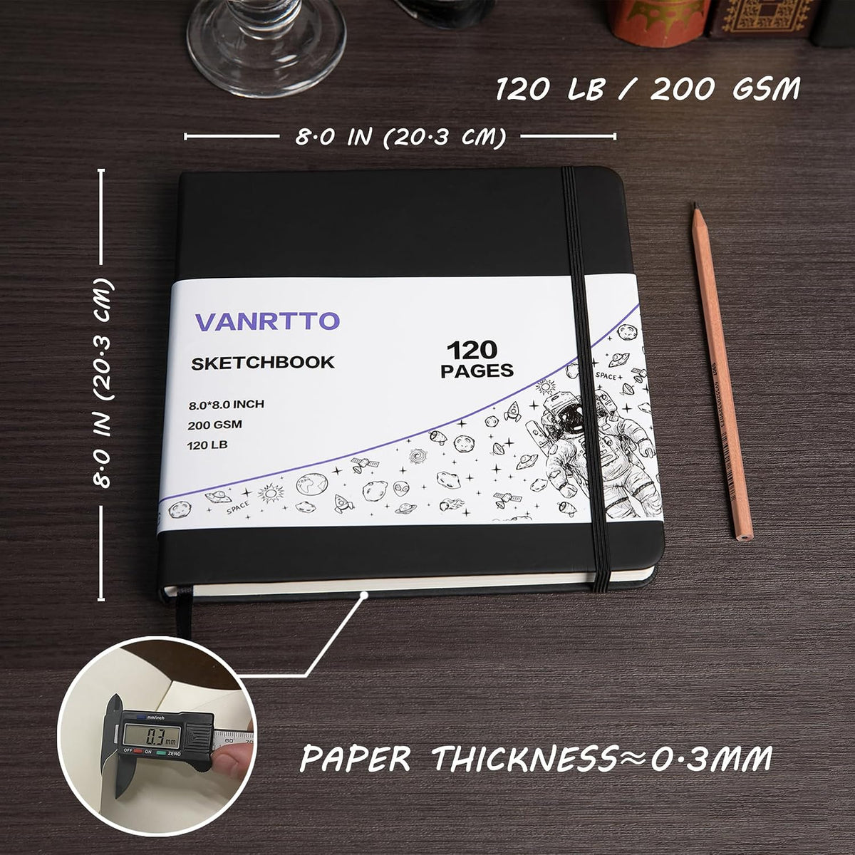 Vanrtto Hardcover Square Sketch Book, Mixed Media Sketchbook 8x8 Inch