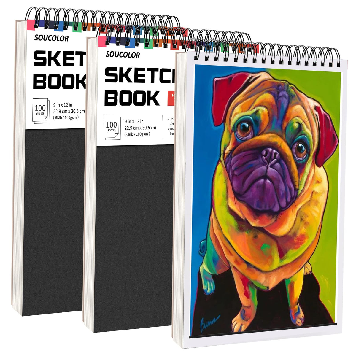 Soucolor Cute Sketch Book 9" x 12" Drawing Paper,Pink Teen Girls Sketchbook