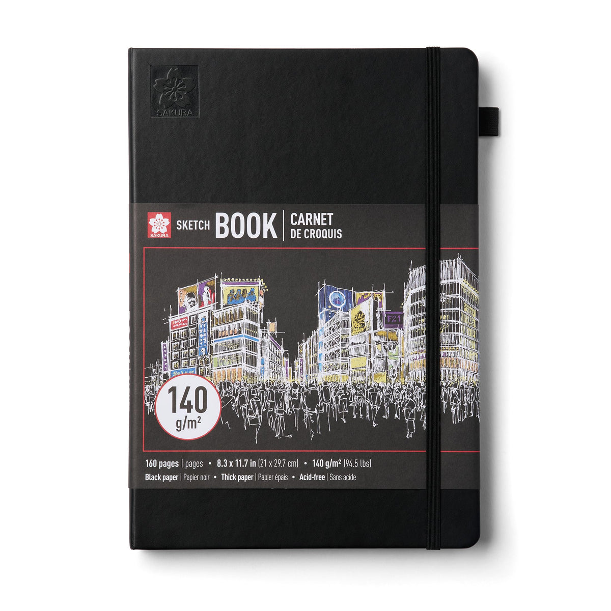 Sakura Sketchbook A4, Hardcover, 160 Pages, 8.3 x 11.7", Black, Cream Paper