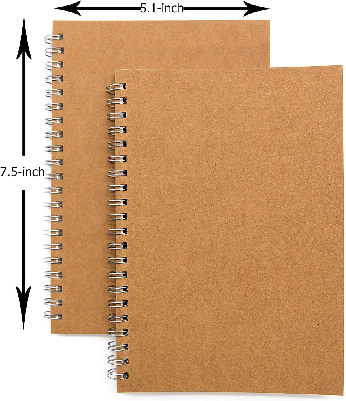 DSTELIN Blank Spiral Notebook, 9-Pack, Soft Cover, Sketch book, 100 Pages / 50 Sheets, 7.5 inch x 5.1 inch (Brown)