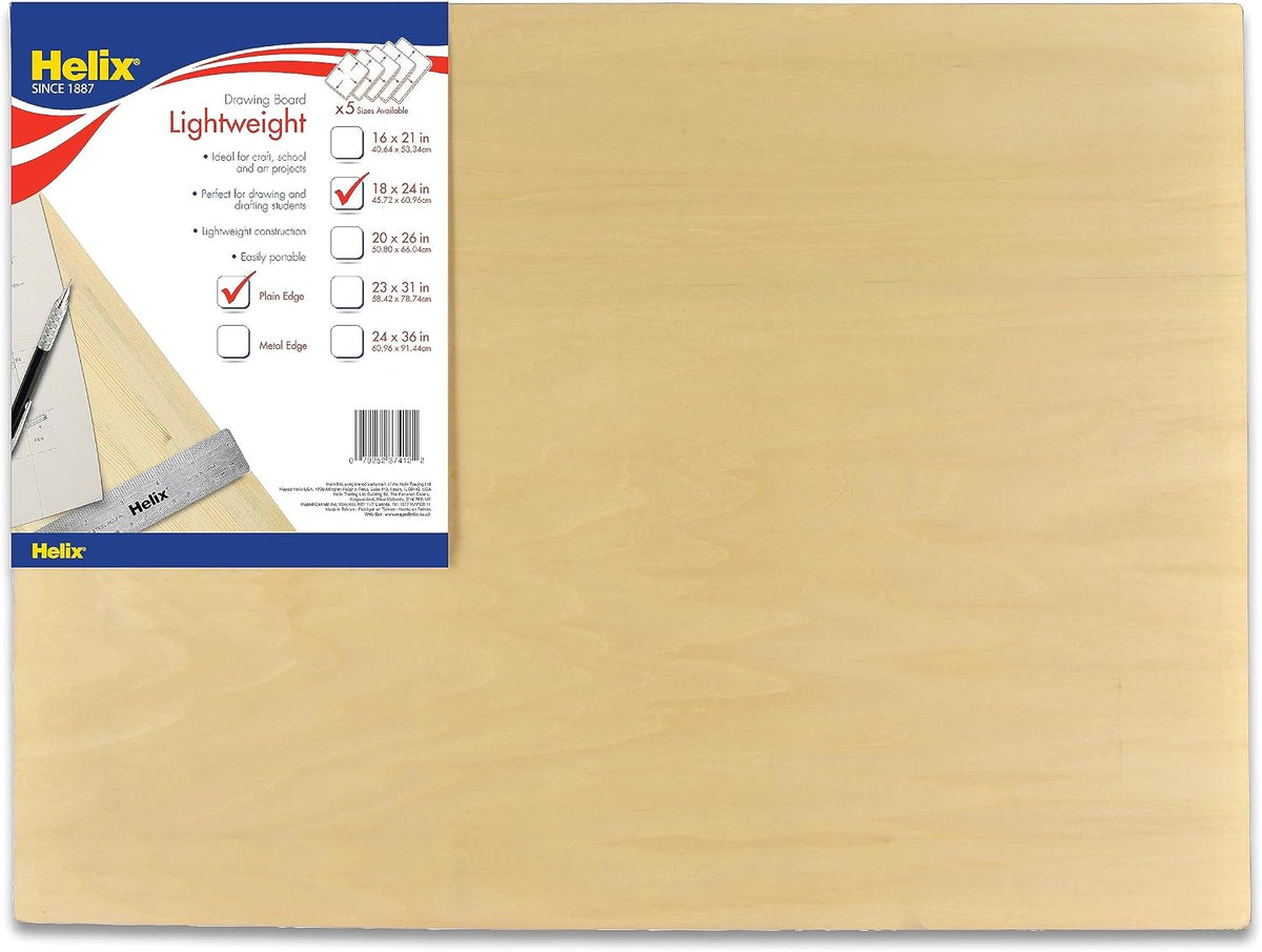 Helix - Wooden Drawing Board - Plain Edge - Lightweight - 18x24 inch