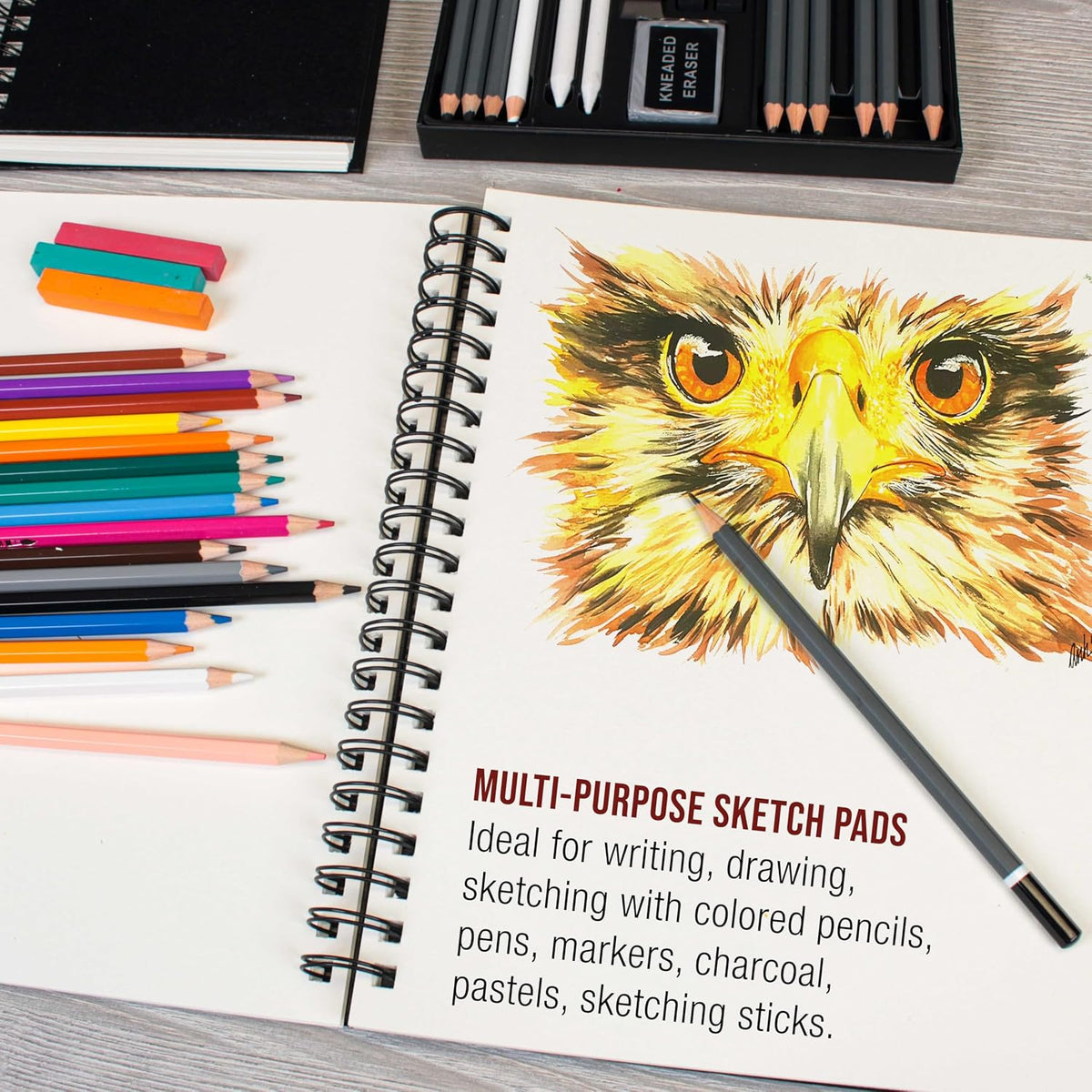 U.S. Art Supply 8.5" x 11" Premium Hardbound Sketch Book, 2-Pack
