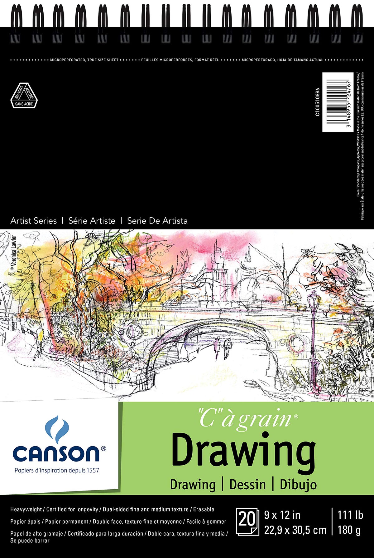 Canson Drawing Paper Art Book, Cream White, 9x12 in