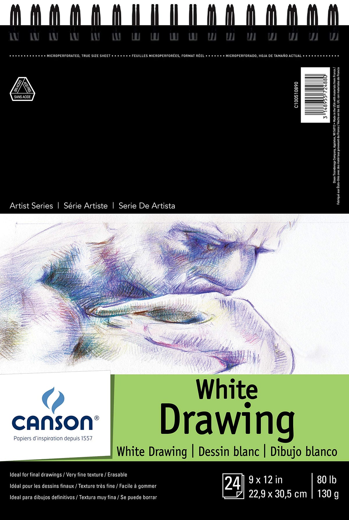 Canson Drawing Paper Art Book, Cream White, 9x12 in