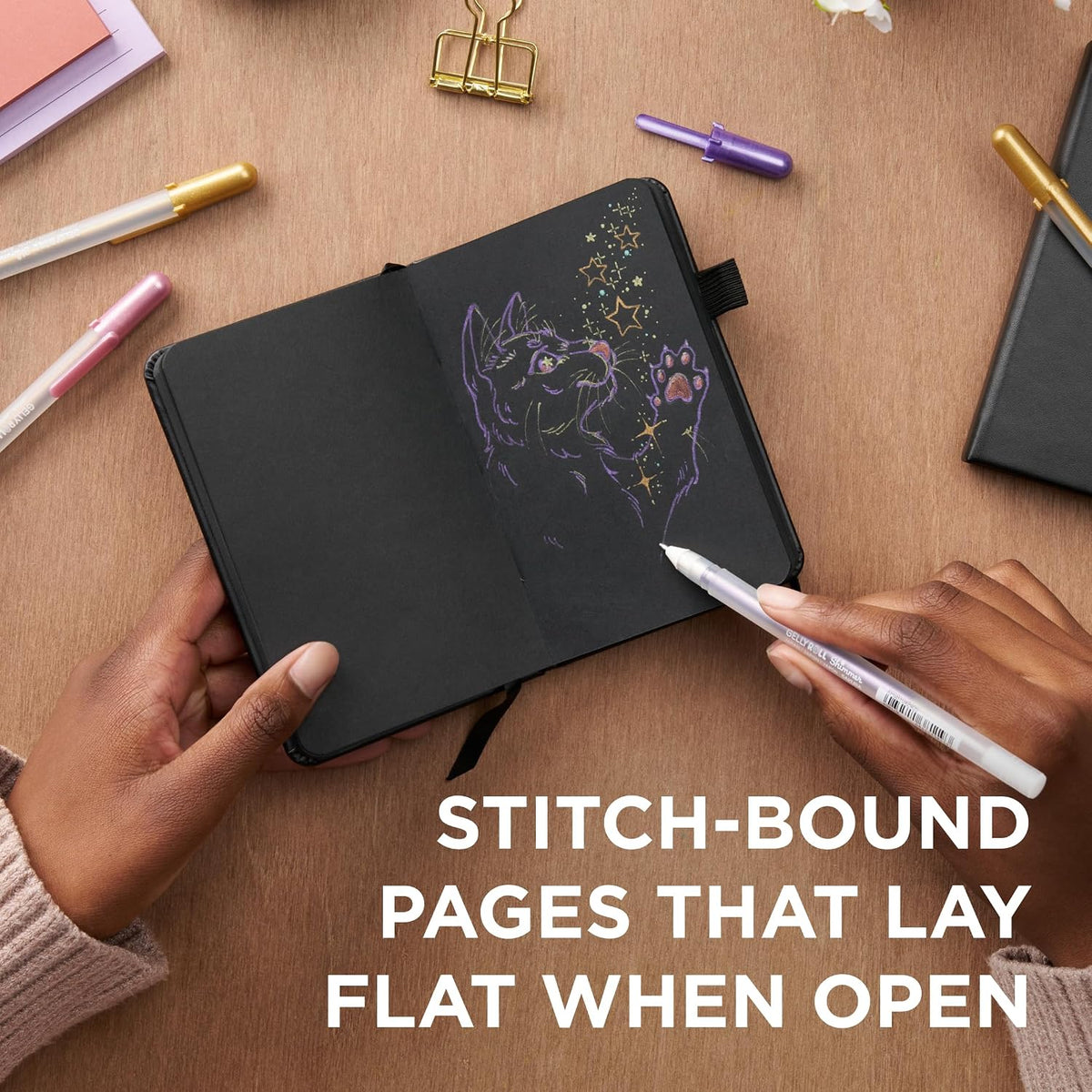Sakura Sketchbook Pocket, Black Hardcover, Black Paper, 3.5 x 5.5", 2 Count