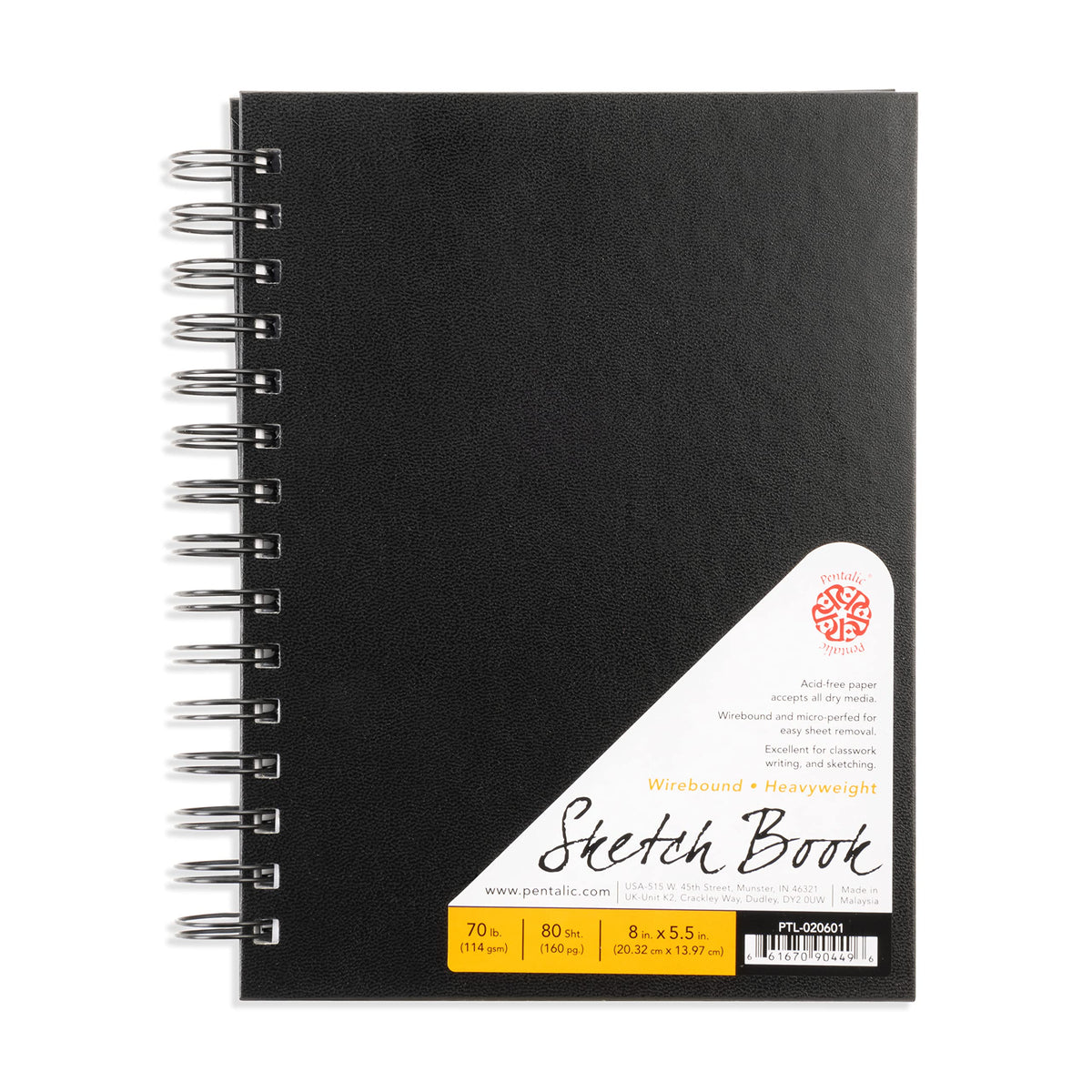 Pentalic - 8.5"x 11" Hardbound Sketchbook, 110 Sheets, Black