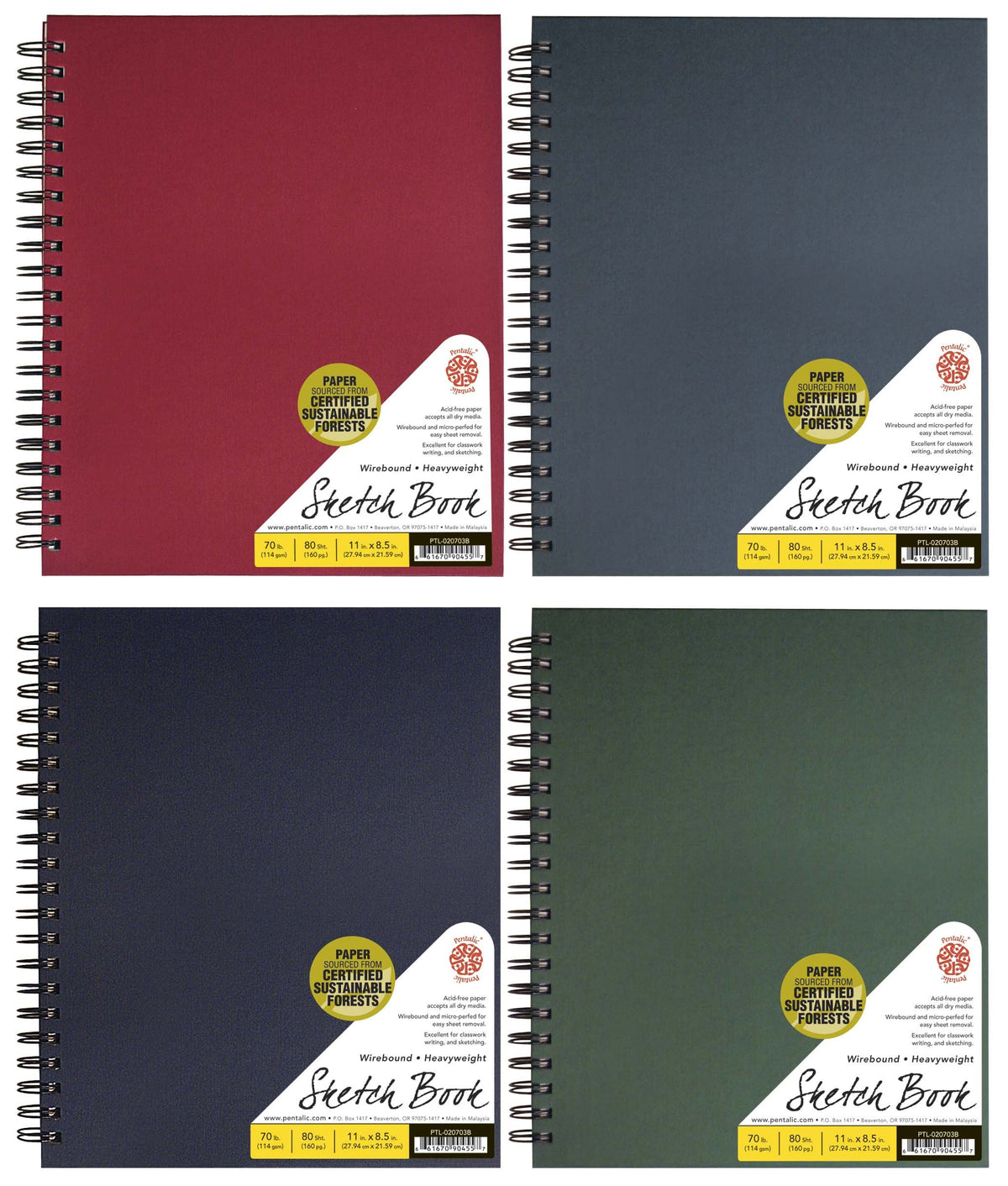 Pentalic - 8.5"x 11" Hardbound Sketchbook, 110 Sheets, Black