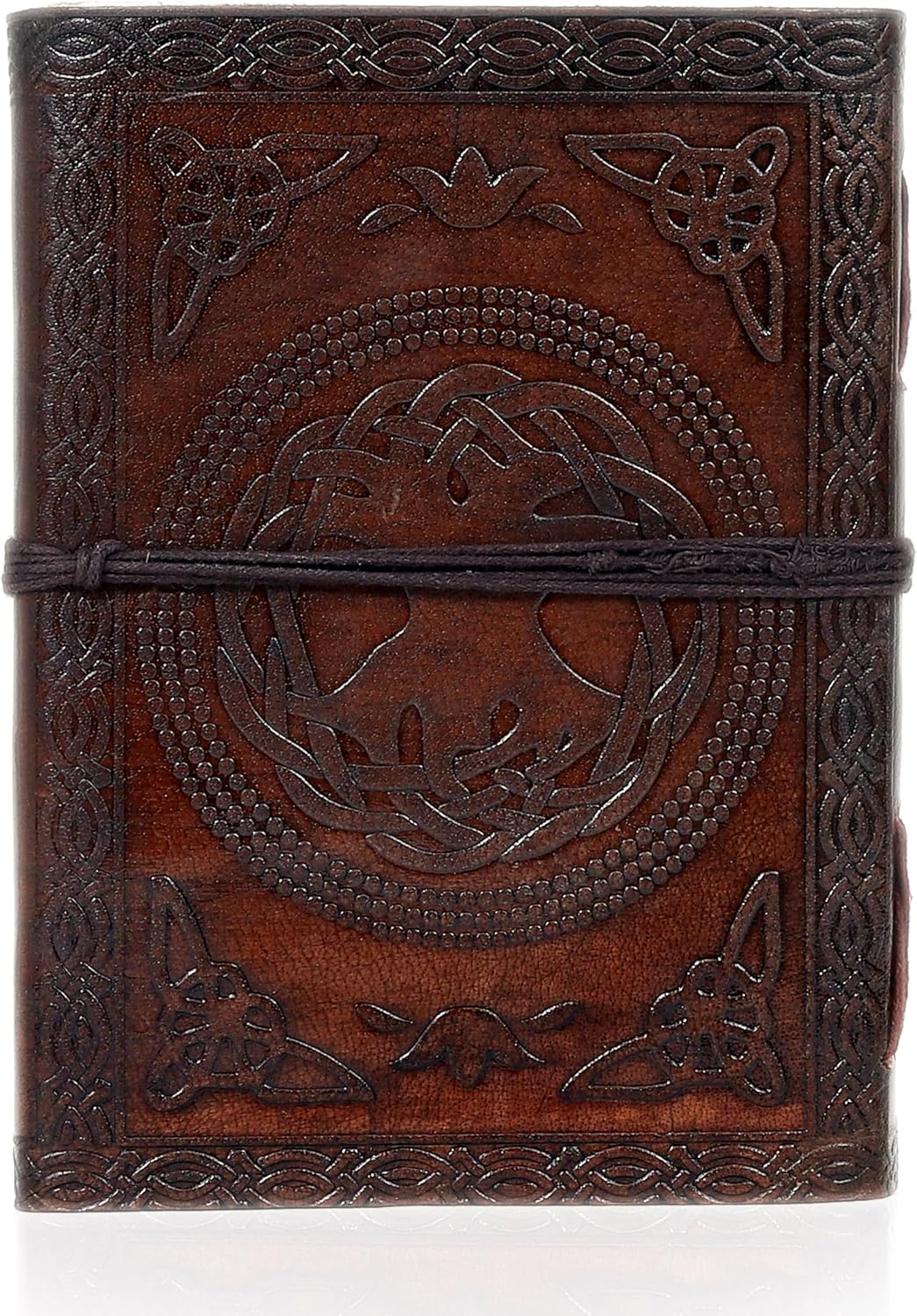AzureGreen DOUBLE DRAGON Blank Page BOOK Handcrafted Leather Writing Unlined 5 x 7 JOURNAL (Brown)