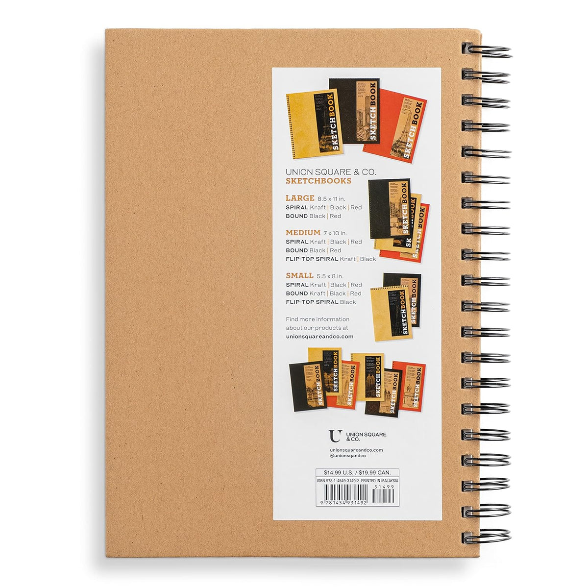 Sketchbook 7 x 10" Kraft Spiral Hardcover Mixed Media Sketchbook for Drawing: Acid-Free Quality Paper (128 pages) (Union Square & Co. Sketchbooks)