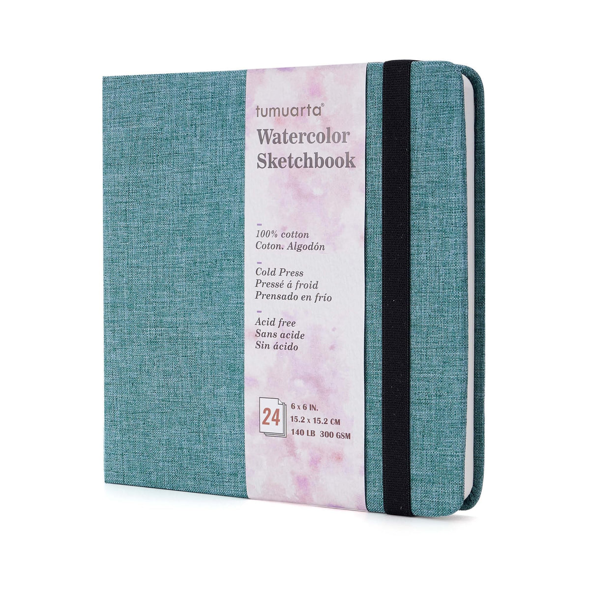 tumuarta Portrait Watercolor Sketchbook, 7.5x5, 140 LB, 300GSM, 100% Cotton Paper, Cold Press, 24 Sheets,48 Pages, Watercolor Journal for Use As Sketch Book and Mixed Media Pad On The Go