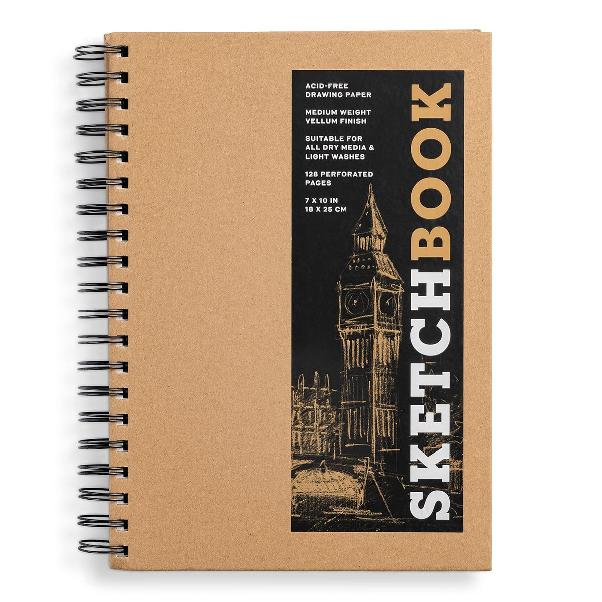 Sketchbook 7 x 10" Kraft Spiral Hardcover Mixed Media Sketchbook for Drawing: Acid-Free Quality Paper (128 pages) (Union Square & Co. Sketchbooks)