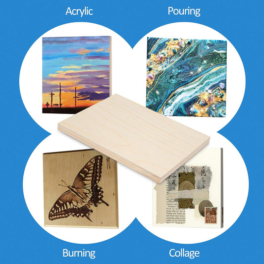 Falling in Art 4 Pack 9x12’’ Unfinished Birch Wood Panels Kit for Painting