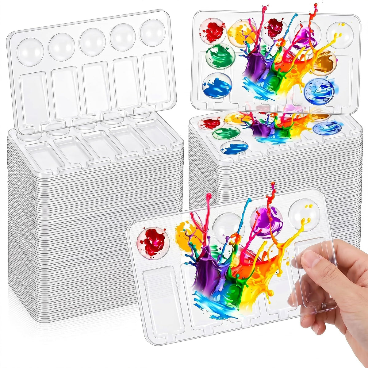 AmazingSpark 50 Pcs Paint Tray Palettes 5.5 in Disposable Flower Paint Tray
