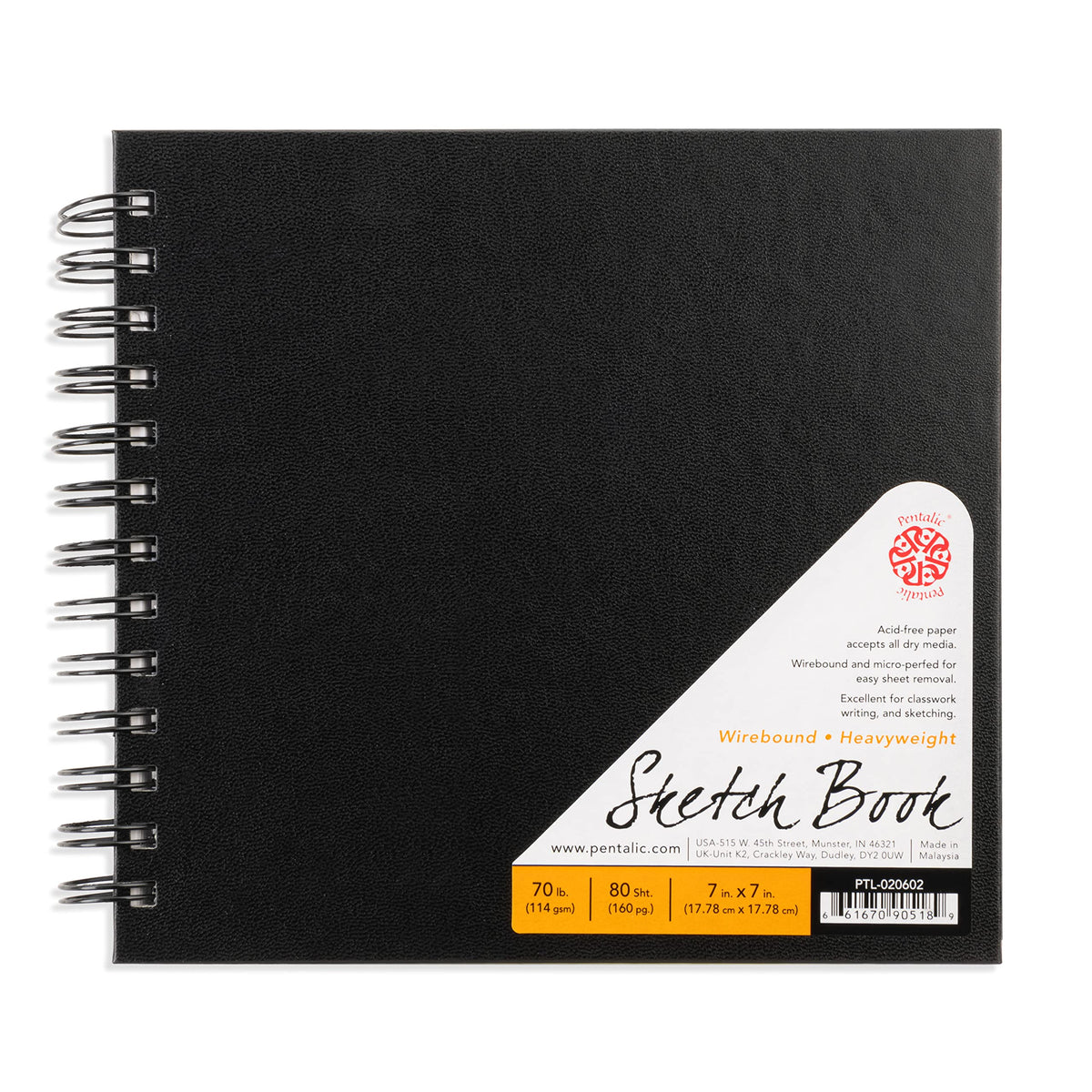 Pentalic - 8.5"x 11" Hardbound Sketchbook, 110 Sheets, Black
