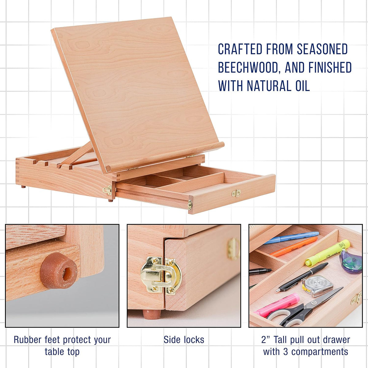 U.S. Art Supply Large 20-1/2" x 16" Wooden Drawing Board Adjustable